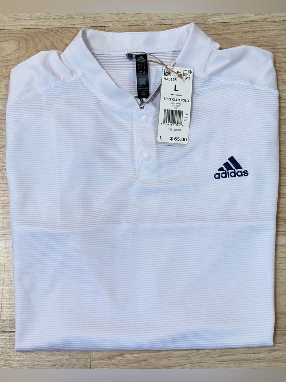Adidas Sport Collar Polo Men’s Large White AJGA American Junior Golf Assn Shirt